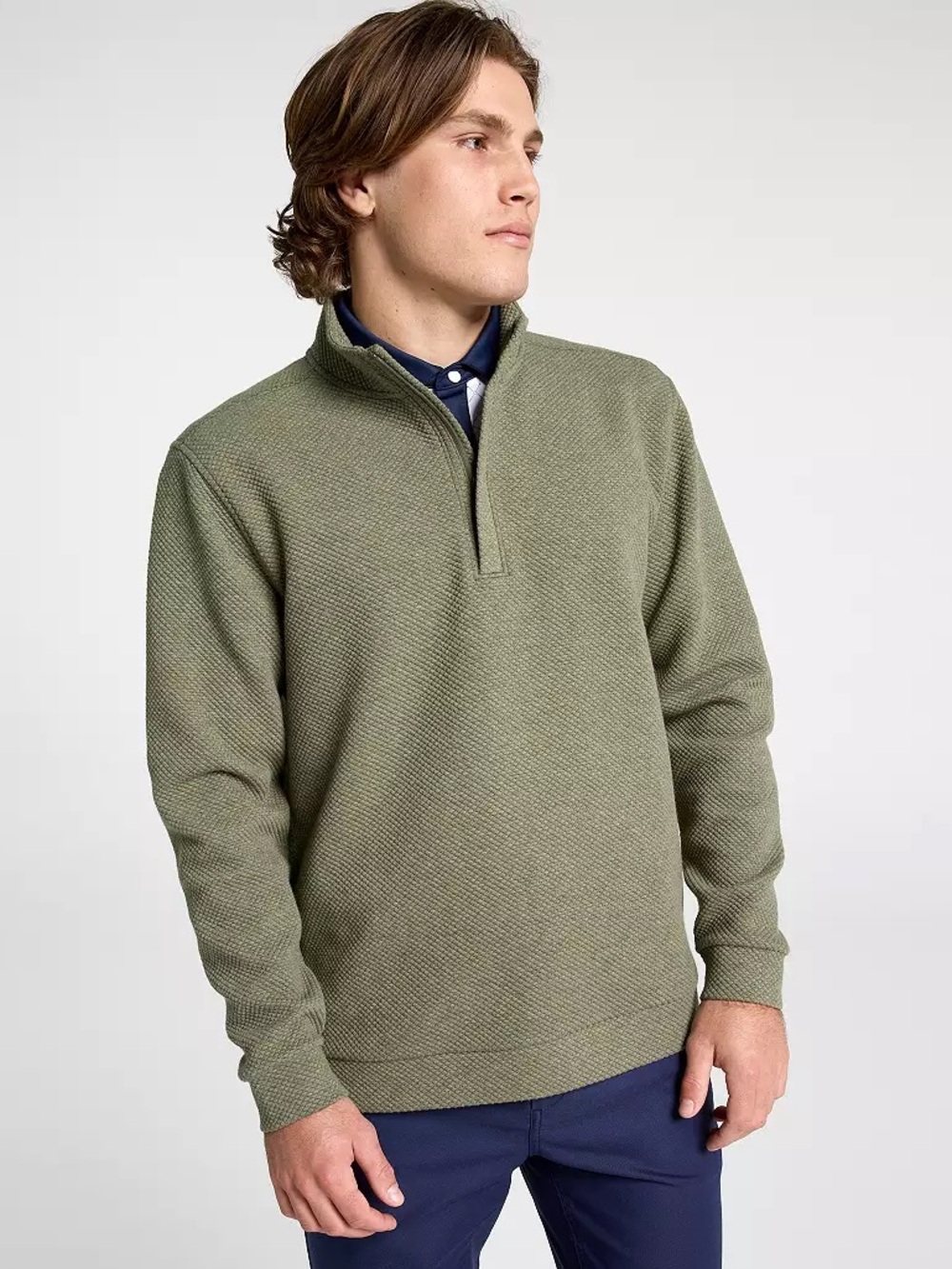 Walter Hagen Men's Clubhouse Textured 1/4 Zip Golf Pullover - Olive Green